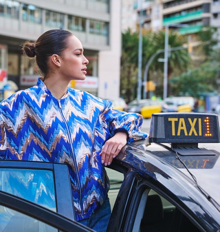 BOMBER JACKET, BLUE ZIGZAG