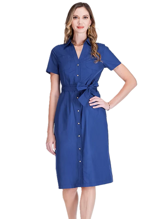 POCKET MIDI SHIRTDRESS, NAVY