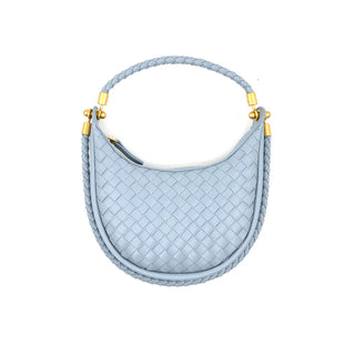 MINI WOVEN HANDBAG, LIGHT BLUE