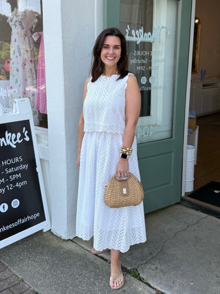 SCALLOPED MIDI SKIRT SET, IVORY