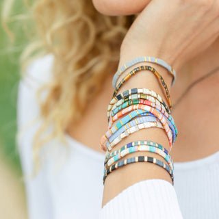 Choose Your Colors - Miyuki Tila Bracelets: Peach/White