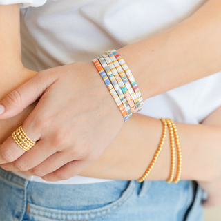 Choose Your Colors - Miyuki Tila Bracelets: Faux Turquoise/Turquoise