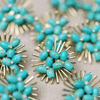 SUNBURST STATEMENT STUD EARRINGS - TURQUOISE