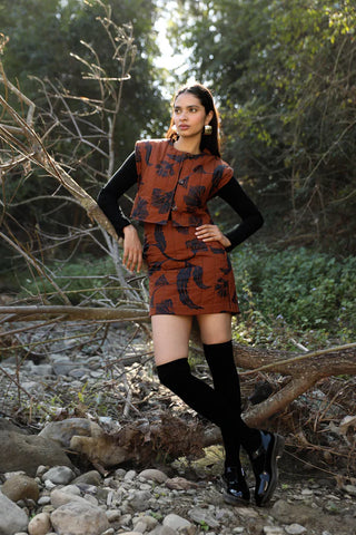 LENNON SKIRT, NOIR BLOOM BROWN