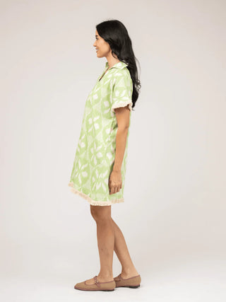 BEACH TUNIC, LIME IKAT
