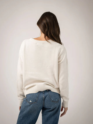 AMERICAN FLAG SWEATER, TONAL IVORY