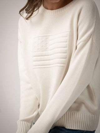 AMERICAN FLAG SWEATER, TONAL IVORY