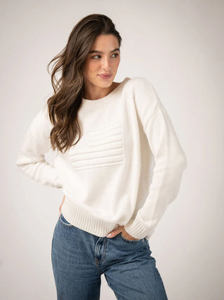 AMERICAN FLAG SWEATER, TONAL IVORY
