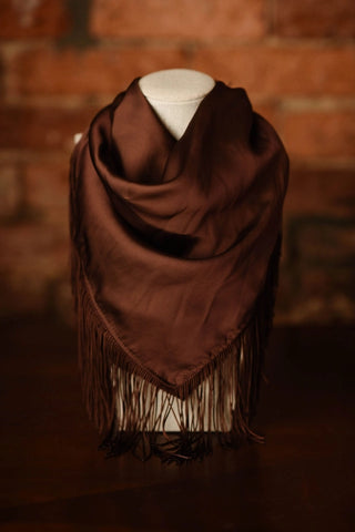 SOLID FRINGE SCARF - CHOCOLATE BROWN