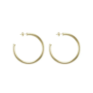 PETITE EVERYBODYS FAVORITE HOOPS, BRUSHED 18K GOLD PLATED