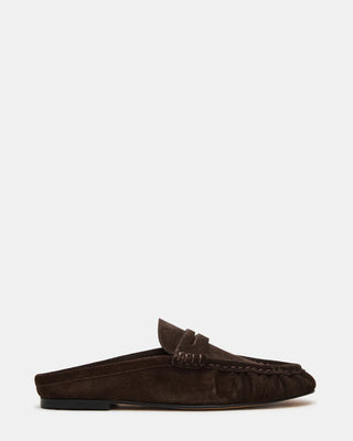 RAFE LOAFER MULE, CHOCOLATE BROWN SUEDE
