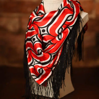 GAME DAY FRINGE SCARF - RED AND BLACK