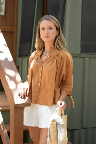 FLEUR BLOUSE, TAN