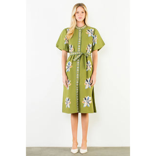 MIDI FLORAL DRESS, GREEN