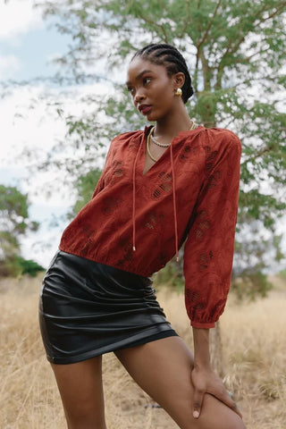 DOLLY TOP, FIRED BRICK LACE