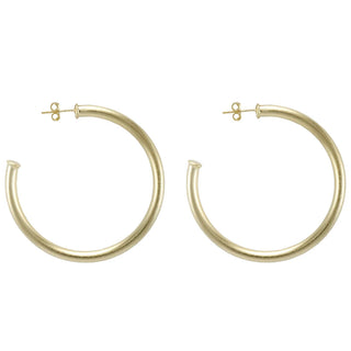 SMALL EVERYBODY'S FAVORITE HOOPS, BRUSHED 18K GOLD PLATED