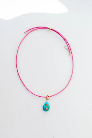 BEACH COMBING NECKLACE, PINK/TURQUOISE