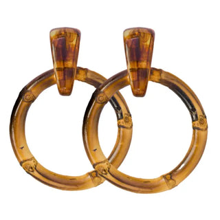 STATEMENT DROP EARRINGS - DARK BROWN BAMBOO