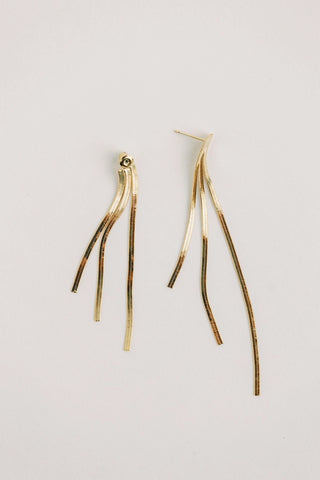 CASCADING TASSEL MINIMALIST STATEMENT EARRINGS - SKINNY GOLD