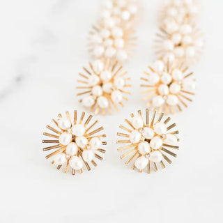 SUNBURST STATEMENT STUD EARRINGS - PEARL