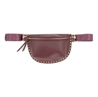 FANNY PACK WITH STUDS, BURGUNDY