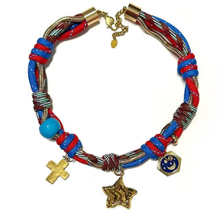 BLAKELY NECKLACE - RED/BLUE