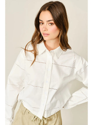 EMBROIDERED BUTTON DOWN SHIRTS, OFF WHITE