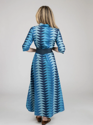 ELOISE DRESS, FALL BLUE BAGRU TRIANGLE