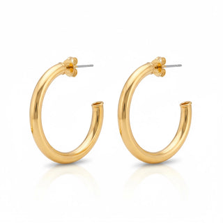 SMALL ARLENE HOOPS, BRUSHED 18K GOLD PLATED