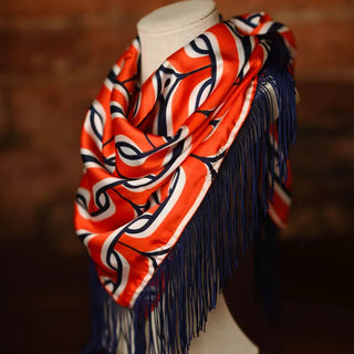 GAME DAY FRINGE SCARF - ORANGE AND NAVY