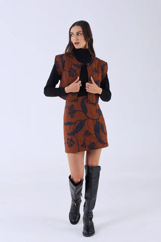 LENNON SKIRT, NOIR BLOOM BROWN