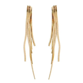 CASCADING TASSEL MINIMALIST STATEMENT EARRINGS - SKINNY GOLD