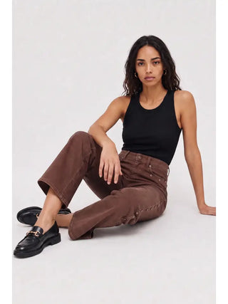 ADDINGTON MID RISE WIDE LEG CROP SCULPT, CHOCOLATE BROWN OVERDYE