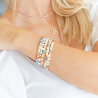 Choose Your Colors - Miyuki Tila Bracelets: Multi Color/Peach