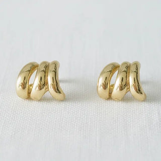 Gold-Toned Abstract Geometric Stud Earrings