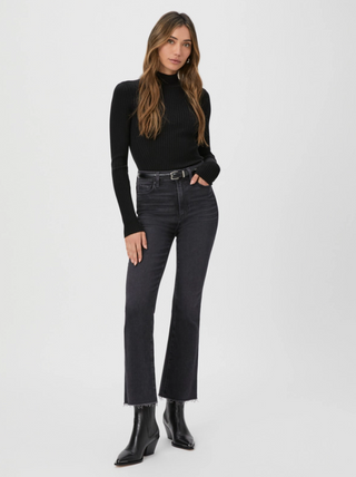 PAIGE CLAUDINE W/ RAW HEM DENIM, BLACK LOTUS