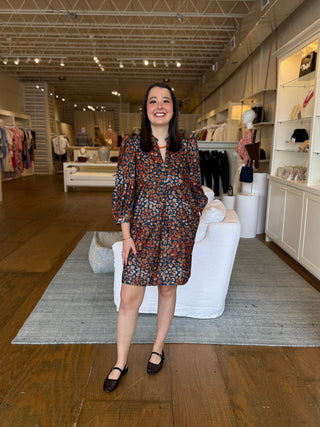 COURDUROY FRONT YOKE DRESS, FALL LEOPARD