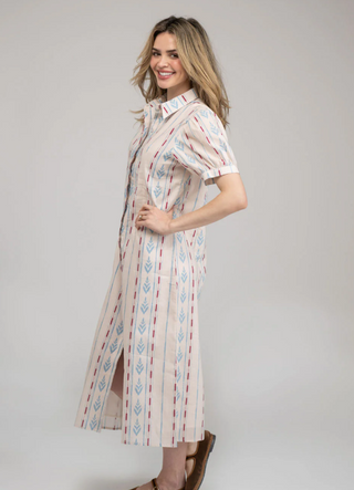 THE KRIS DRESS, IKAT STRIPE IVORY