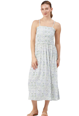DANA DRESS, AZURE DAMASK