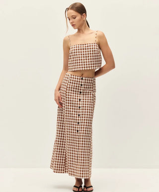 BIANCA SKIRT, CHESTNUT GINGHAM