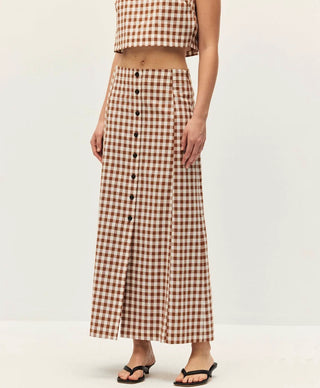 BIANCA SKIRT, CHESTNUT GINGHAM