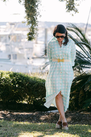 HARPER STRIPE DRESS, BLUE