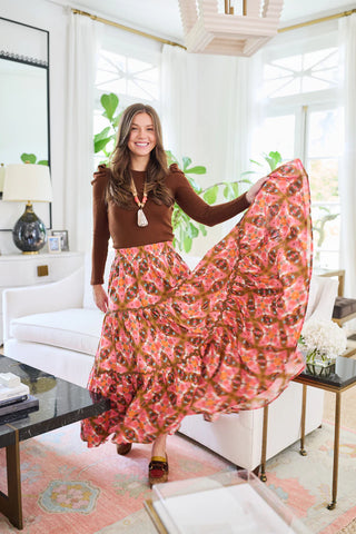 JESS TIERED MAXI SKIRT, FARMHOUSE PINK
