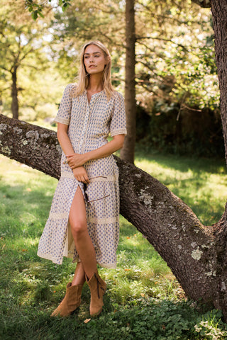 EVE MIDI DRESS, BLUE MINI PETUNIA