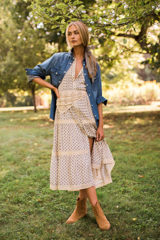 EVE MIDI DRESS, BLUE MINI PETUNIA