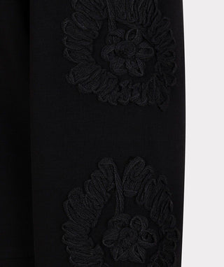 SWEATER TAPE EMBROIDERY MODAL, BLACK